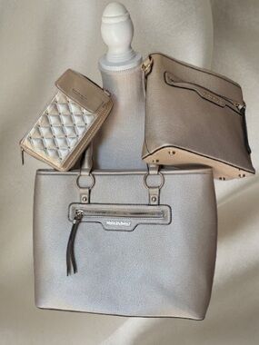 Montana West 3 Piece Set Metallic Gold Tote, Crossbody & Wallet/Phone Case